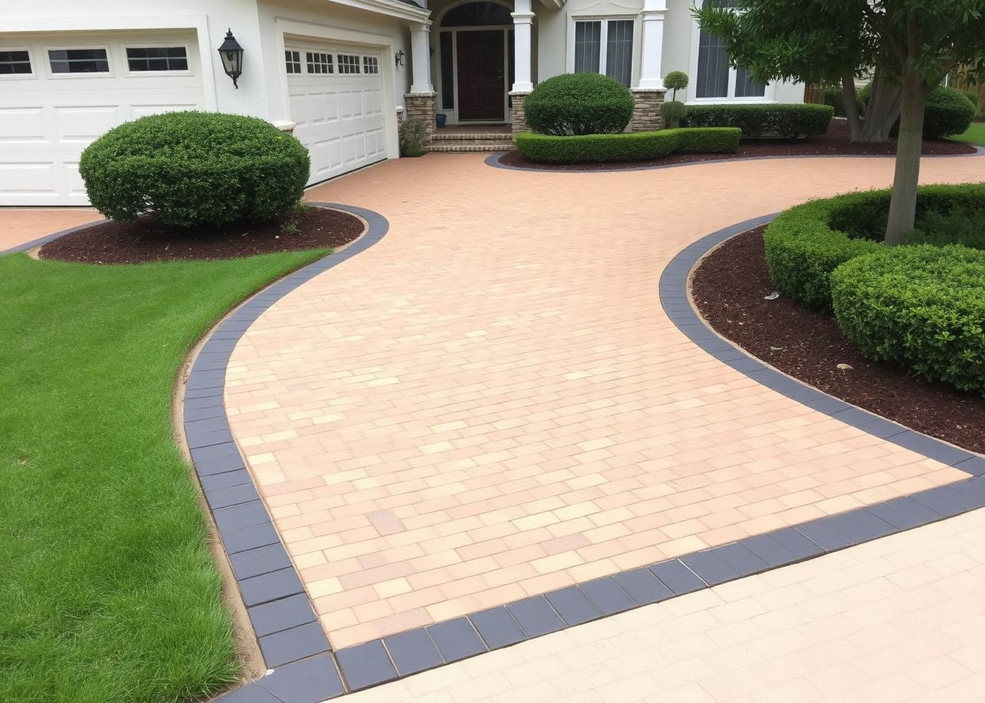 Completed backyard with new paver patio and fresh landscaping